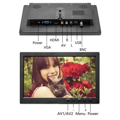 Monitor LCD HD Portátil Podofo de 10.1 Pulgadas, Mini TV y Pantalla para Computadora, Entrada de Video de 2 Canales, Monitor de Seguridad con Altavoz, HDMI, VGA