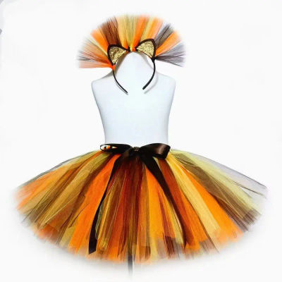 Falda tutú de León para niñas, tutús de baile para bebés pequeños, falda de tul para niños, disfraz de Rey León de Animal de Halloween con diadema de melena