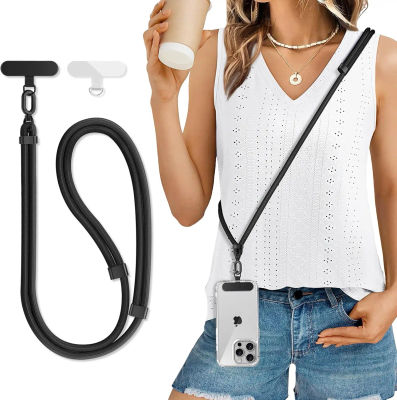 Correa ajustable para teléfono móvil, cordones para teléfono cruzado antipérdida para exteriores, cuerda para el cuello con parche, correa para colgar en teléfono móvil