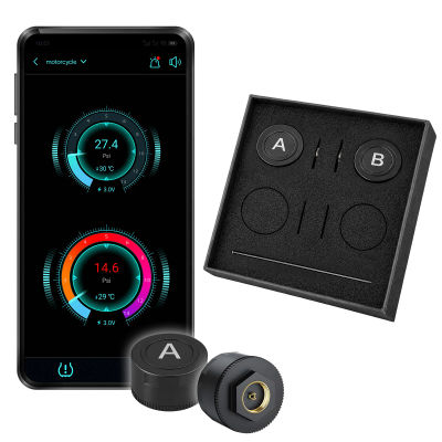 TPMS para motocicleta, aplicación Bluetooth 5.0, alarma de presión y temperatura en tiempo real, resistente al agua IP67 para motocicleta, scooter, ATV
