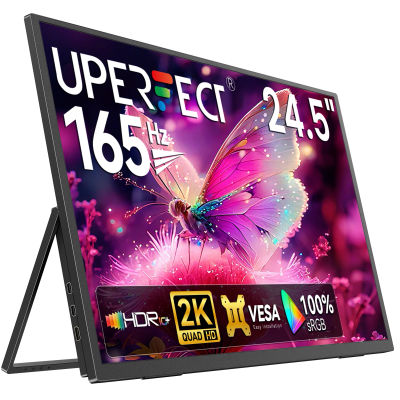 Monitor de computadora de pared UPERFECT de 24,5" y 165 Hz 2K, 1440P, 100 % sRGB, FreeSync, IPS, HDR, para juegos de escritorio, para computadora portátil, mini PC, Switch, Xbox