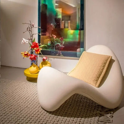 Sofá perezoso individual minimalista italiano, muebles de salón de ocio de terciopelo de cordero nórdico moderno para sala de estar