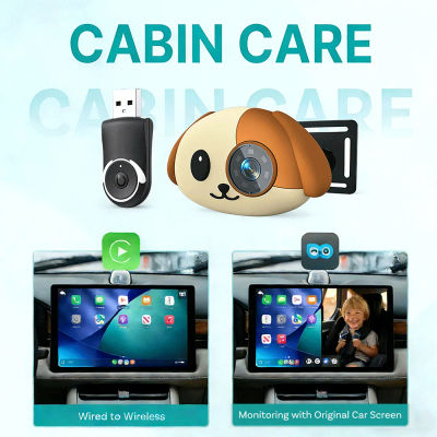 Nuevo Adaptador Inalámbrico Carplay para Auto 2026 con Cámara para Bebés de 1080P 150 ° Monitor de Visión Nocturna Gran Angular para Asiento Trasero de Vehículo