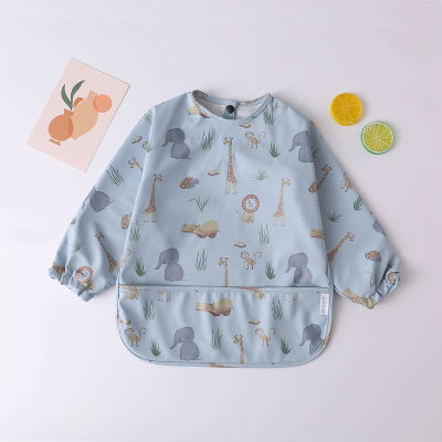 Bufanda de manga larga para bebés y niños pequeños, bata artística impermeable, babero para alimentar, delantal con bolsillo, Baberos Bandana de tela para eructar para niños y niñas