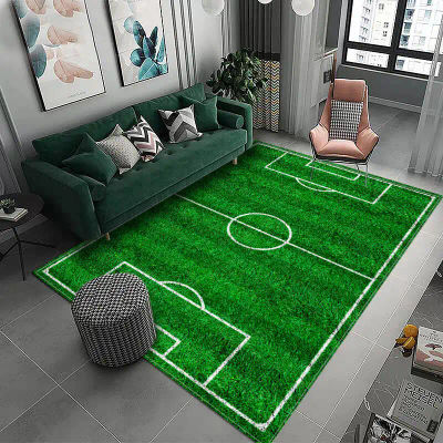 Alfombra de campo de fútbol 3D para habitación de niños, alfombra suave para suelo, alfombra de poliéster, alfombras antideslizantes para habitación de bebé, alfombra para niños