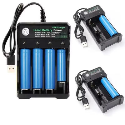 Cargador de batería de 1-3 piezas, 2, 3, 4 ranuras, 110V, 220V, puerto USB A para carga 18650, cargador de batería de litio recargable de 3,7 V