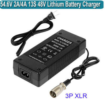 Cargador de 48V 2A, Salida 54.6V 2A, Conector XLR Macho de 3 Pines para Cargador de 48V, Paquete de Baterías de Litio de 13S