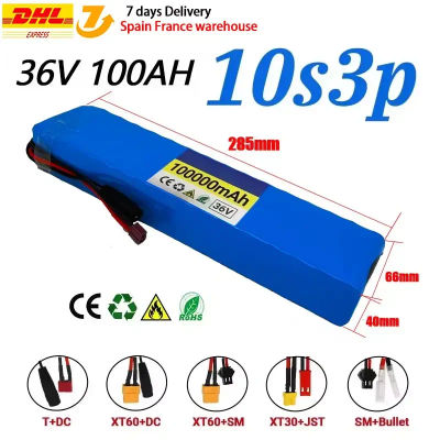 Paquete de batería de litio recargable 36V 100Ah 18650 10S3P 1000W con BMS para batería de bicicleta Scooter + cargador