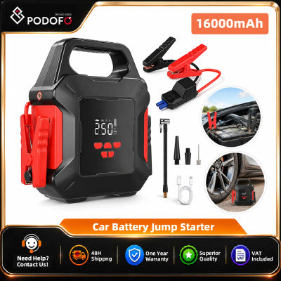 Arrancador de Coches Portátil Podofo de 16000mAh con Compresor de Aire, Batería Externa y Cargador de Emergencia