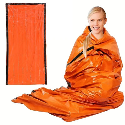 Saco de dormir portátil impermeable para supervivencia de emergencia, equipo de acampada Edc para exteriores, saco térmico, botiquín de rescate de primeros auxilios, manta Mylar