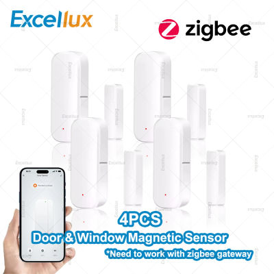 Sensor de ventana de puerta Zigbee para alarma de seguridad inteligente para el hogar Detector de contacto de puerta antirrobo inalámbrico aplicación remota Monitor Z2MQTT 4 Uds