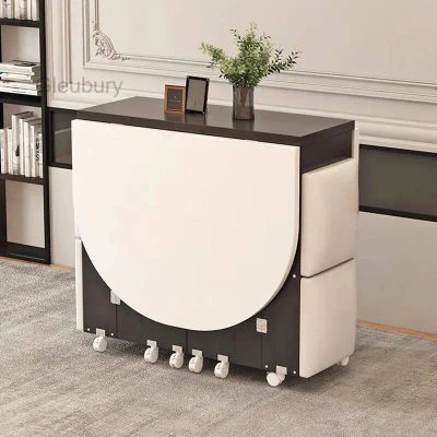 Juego de Mesa de Comedor Plegable con 4 Sillas, Estilo Italiano Nórdico, Mesa de Comedor de Lujo, Decoración Sencilla, Mesas y Sillas de Comedor, Muebles de Cocina