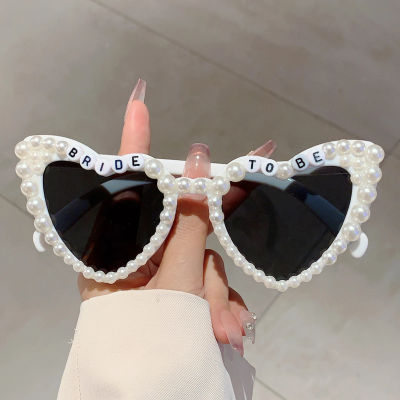 KAMMPT-gafas de sol con forma de corazón y perlas para mujer, lentes de sol con estilo Vintage, a la moda, para boda y fiesta, 2024