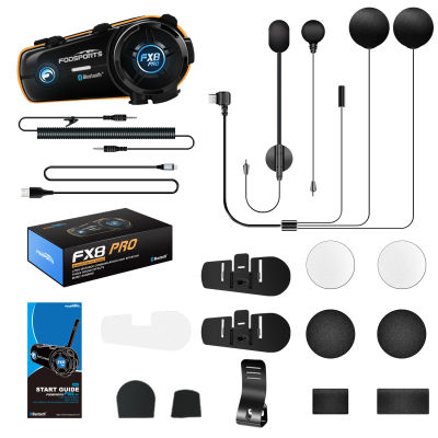 Fodsports FX8 Pro Intercomunicador de motocicleta Auriculares para casco Bluetooth, 10 conductores 2000M.