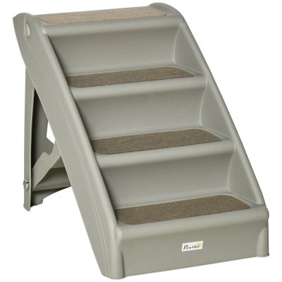 PawHut Escalera Plegable para Mascotas 4 Peldaños con Alfombras Antideslizantes