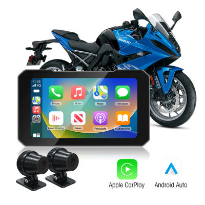 Navegador GPS portátil para motocicleta de 5 pulgadas, IP67 a prueba de agua, con Carplay inalámbrico, Android Auto, DVR, grabadora de conducción, monitor para moto y WIFI.