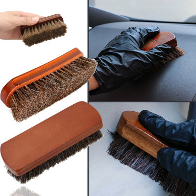 Cepillo de pelo de caballo para Interior de coche, cepillo de limpieza para detalles de asiento de cuero, no daña muebles de cuero, herramienta de cepillo para pulir ropa