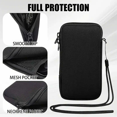 Bolsa para teléfono con cremallera de neopreno: funda protectora para varios modelos de teléfonos inteligentes, color negro