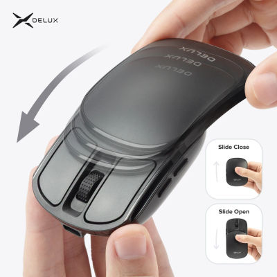 Ratón plegable de bolsillo Delux inalámbrico 2,4G Bluetooth 5,2 clic silencioso portátil ultraligero 55g para MacBook Tablet ordenador PC ratones