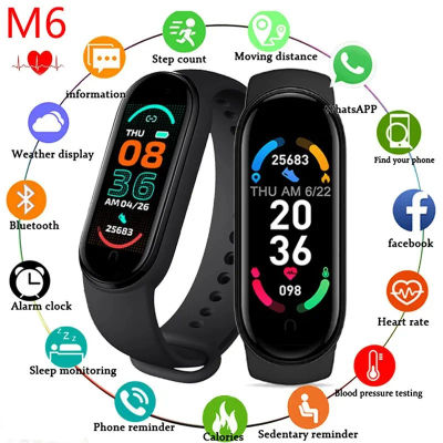 Reloj inteligente M6 para hombres y mujeres, rastreador de Fitness, reloj inteligente con presión arterial, Monitor de ritmo cardíaco, pulsera inteligente para Android iOS