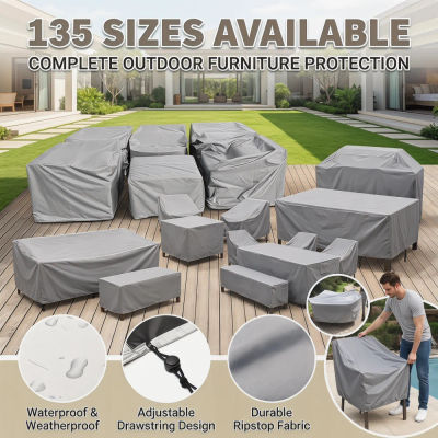 Cubierta impermeable para muebles de 75 tamaños, cubierta protectora para mesa de ratán, cubo, silla, sofá, lluvia, jardín, Patio, negro y plateado