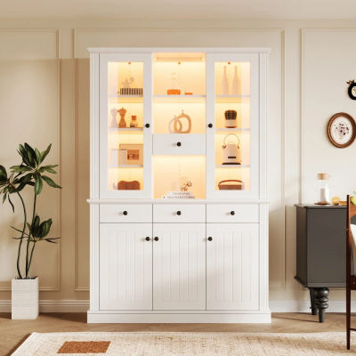 Mueble de salón, 119,5×40×180 cm, vitrina con 4 cajones, armario de salón, mueble con 4 cajones y 5 puertas, mueble grande con 21 compartimentos de almacenamiento
