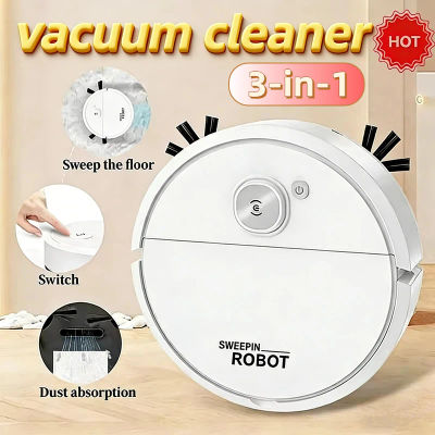 Robot Aspirador Inteligente 3 en 1 con Fuerte Succión 2026, Recargable y Lavable, para Pelo de Mascotas, Pisos Duros, Cocina y Habitaciones