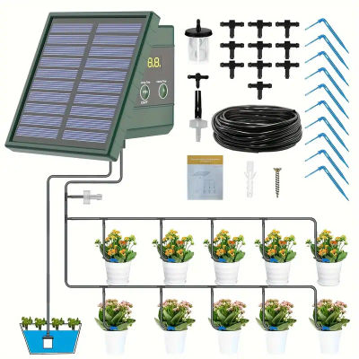 Sistema de riego por goteo automático con energía Solar, bricolaje, para camas elevadas, invernaderos, jardines vegetales, plantas colgantes para balcón, 1 ud.