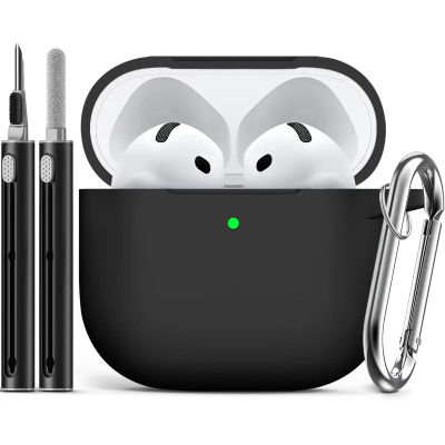Funda para AirPods 4 2024 con kit de limpieza, cubierta protectora de silicona suave para Apple AirPods de 4.ª generación, para mujeres y hombres, Com