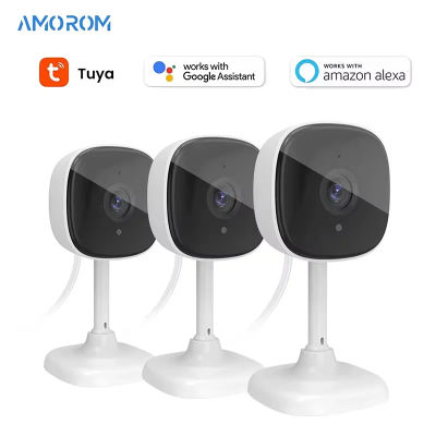 Amorom-cámara Ip Wifi para interiores, Monitor de bebé para mascotas de 1080P, visión nocturna, detección Ai, Mini cámaras de vigilancia con Alexa y Google Home
