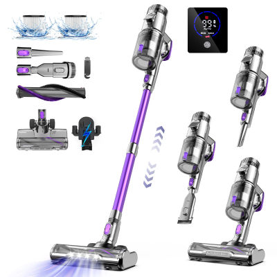 FixtFixer Aspiradora sin Cable, 500W Aspirador Escoba sin Cable Potente, Aspiradora 6 en 1 con Pantalla Táctil, Autonomía 80 Min Batería Extraíble, para Hogar Suelos Alfombras Pelo de Mascotas