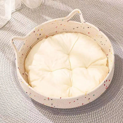 OUZEY-cama tejida de mimbre para gatos, estera refrescante para mascotas, casa resistente a los arañazos para gatos, accesorios cómodos para el hogar para mascotas