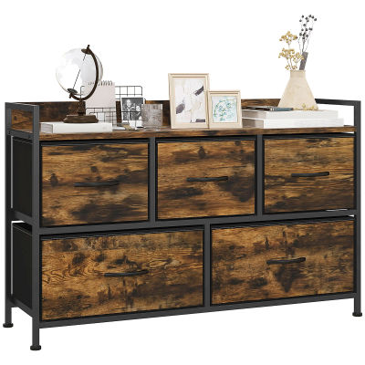 HOMCOM Mueble Organizador con 5 Cajones 98x29x63 cm Marrón Rústico