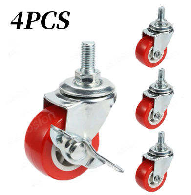 4 Ruedas Giratorias Universales de Alta Resistencia de 1"/1.25"/1.5"/2" con Vástago Roscado para Carritos y Muebles, Vástago Roscado M8