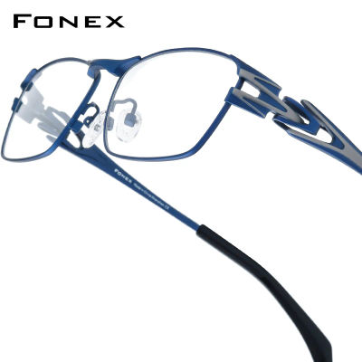 Montura de gafas FONEX de titanio puro para hombre, gafas ultraligeras cuadradas de diseño de marca, gafas japonesas ultraligeras de alta calidad 85764