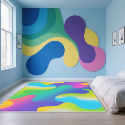 Alfombra Moderna de Color Kawaii para Decoración de Habitaciones, Alfombra Lavable de Terciopelo Corto para Sala de Estar, Fácil de Limpiar, Plegable, para Mesas de Café