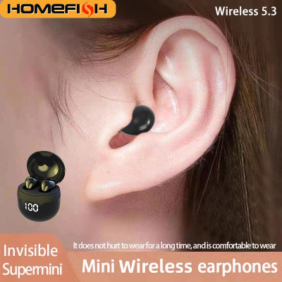 HOMEFISH SK18 Mini Auriculares Inalámbricos para Dormir, Bluetooth 5.3, Intraaurales Invisibles, Pantalla Digital, Cancelación de Ruido para Dormir de Lado