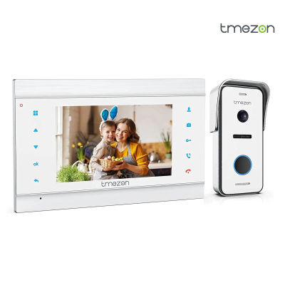 TMEZON Videoportero Timbre Video Sistema Intercomunicador, Monitor 7 zoll y Timbre con Cable para 1 Familia, tecnología de 2 Cables,Botón táctil, visión Nocturna, instantánea/grabación