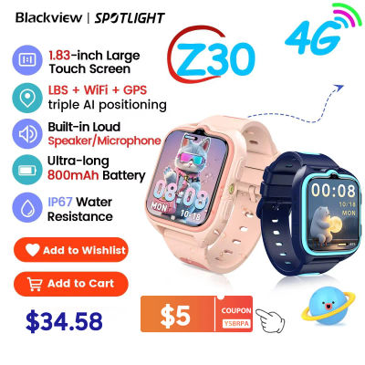 Nuevo reloj inteligente Blackview Z30 para niños, reloj telefónico con llamadas 4G, rastreador de Monitor impermeable para niños, relojes digitales deportivos SOS para niños