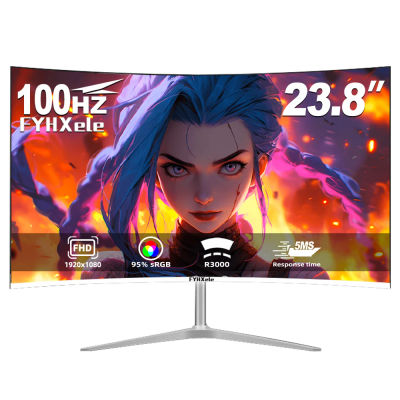 Monitor Curvo de 24 Pulgadas, 100Hz, MVA, FHD 1080P, Pantalla para Juegos, 3000R, HDMI/VGA, DCR, Protección Ocular, VESA 100*100, 2ms de Respuesta