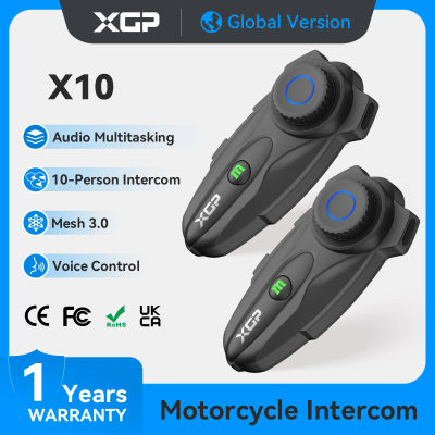 XGP-X10 intercomunicador Bluetooth para motocicleta inalámbrico BT 5,3 dispositivo de comunicación intercomunicador para casco adecuado para intercomunicador de 10 conductores