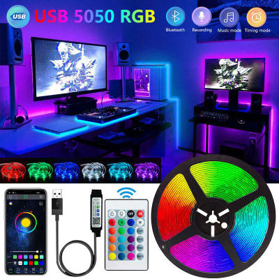 Tira de luces LED con Bluetooth 5050, lámpara de diodo Flexible con Control remoto por aplicación inteligente, cinta RGB, sala de juegos retroiluminación para, decoración navideña