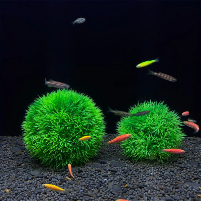 Bola de hierba artificial decorativa para acuario, planta de agua sintética duradera para decoración de pecera, resistente a la decoloración