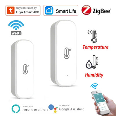 Sensor de temperatura y humedad Tuya Zigbee, Monitor de aplicación remota alimentado por batería, Control por voz, funciona con Alexa, Google Home, Smart Life