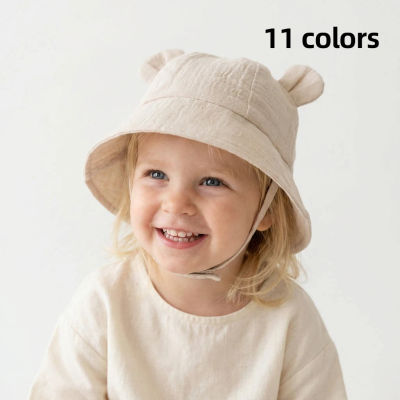 Sombrero de Gasa de Color Sólido para Bebés, Estilo Pescador con Orejas de Conejo, para Niños, Protección Solar