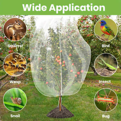 Cubierta de malla ligera con cordón para proteger plantas contra insectos, control de plagas, protección de árboles frutales.