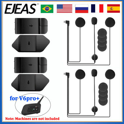 EJEAS V6 PRO + auriculares para casco de motocicleta, auriculares con micrófono, altavoz tipo C con Clip de montaje de nuevo estilo, cinta de doble cara, regalo