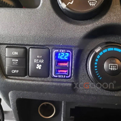 Cargador de coche de carga rápida QC3.0, 36W, doble 2 USB con voltímetro LED para TOYOTA