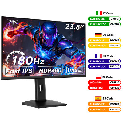 Monitor para juegos KTC de 24 pulgadas 180 Hz - Monitores de computadora 2K 1440P, monitor IPS rápido con HDR 400, sincronización adaptable, hasta 185 Hz H24T7