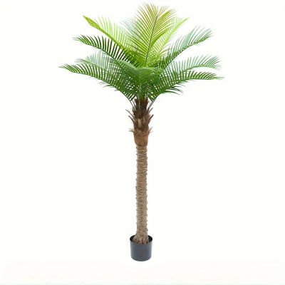 Árbol de coco realista, planta tropical de plástico con aspecto natural, árbol artificial con maceta negra, planta de coco tropical en maceta